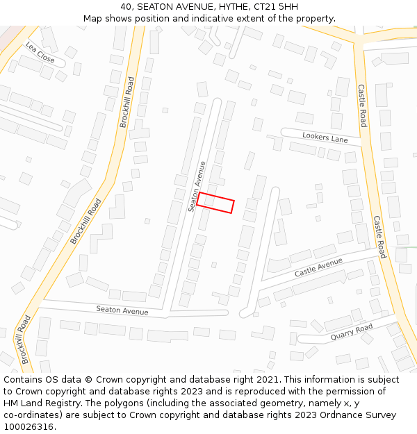 40, SEATON AVENUE, HYTHE, CT21 5HH: Location map and indicative extent of plot