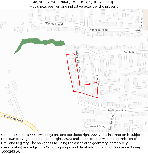 40, SHEEP GATE DRIVE, TOTTINGTON, BURY, BL8 3JZ: Location map and indicative extent of plot