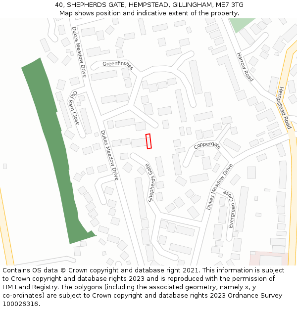 40, SHEPHERDS GATE, HEMPSTEAD, GILLINGHAM, ME7 3TG: Location map and indicative extent of plot