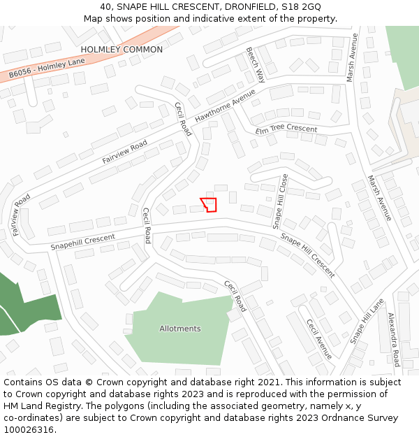 40, SNAPE HILL CRESCENT, DRONFIELD, S18 2GQ: Location map and indicative extent of plot