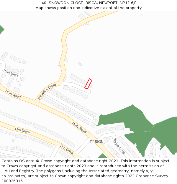40, SNOWDON CLOSE, RISCA, NEWPORT, NP11 6JF: Location map and indicative extent of plot
