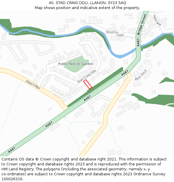 40, STAD CRAIG DDU, LLANON, SY23 5AQ: Location map and indicative extent of plot