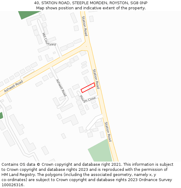 40, STATION ROAD, STEEPLE MORDEN, ROYSTON, SG8 0NP: Location map and indicative extent of plot