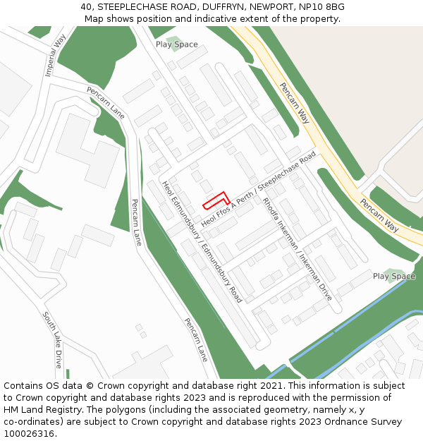 40, STEEPLECHASE ROAD, DUFFRYN, NEWPORT, NP10 8BG: Location map and indicative extent of plot