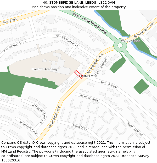 40, STONEBRIDGE LANE, LEEDS, LS12 5AH: Location map and indicative extent of plot