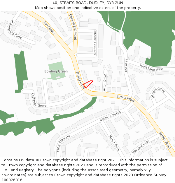 40, STRAITS ROAD, DUDLEY, DY3 2UN: Location map and indicative extent of plot