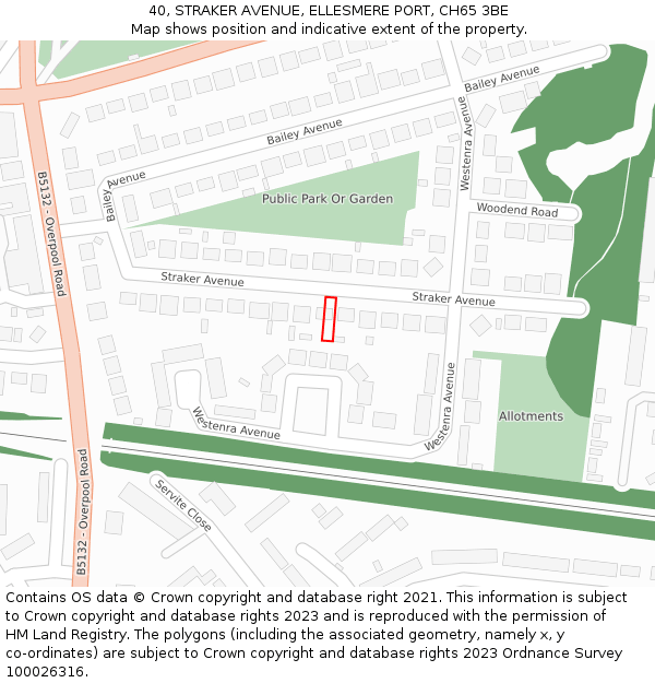 40, STRAKER AVENUE, ELLESMERE PORT, CH65 3BE: Location map and indicative extent of plot