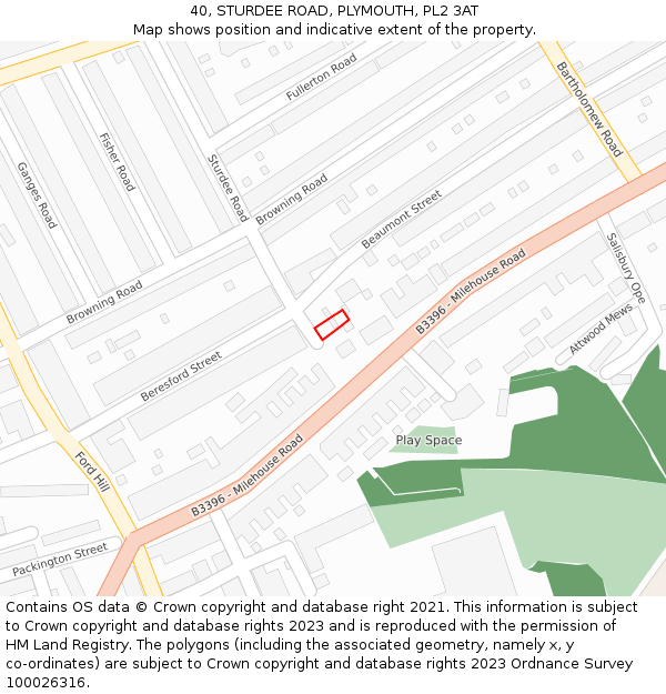 40, STURDEE ROAD, PLYMOUTH, PL2 3AT: Location map and indicative extent of plot