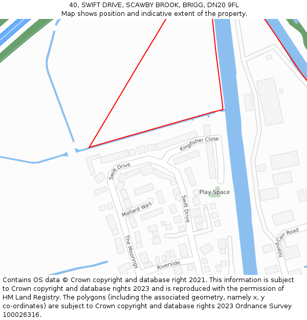 40, SWIFT DRIVE, SCAWBY BROOK, BRIGG, DN20 9FL: Location map and indicative extent of plot