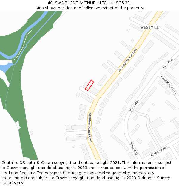 40, SWINBURNE AVENUE, HITCHIN, SG5 2RL: Location map and indicative extent of plot