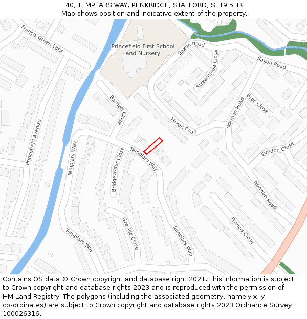 40, TEMPLARS WAY, PENKRIDGE, STAFFORD, ST19 5HR: Location map and indicative extent of plot