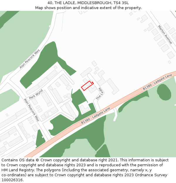 40, THE LADLE, MIDDLESBROUGH, TS4 3SL: Location map and indicative extent of plot