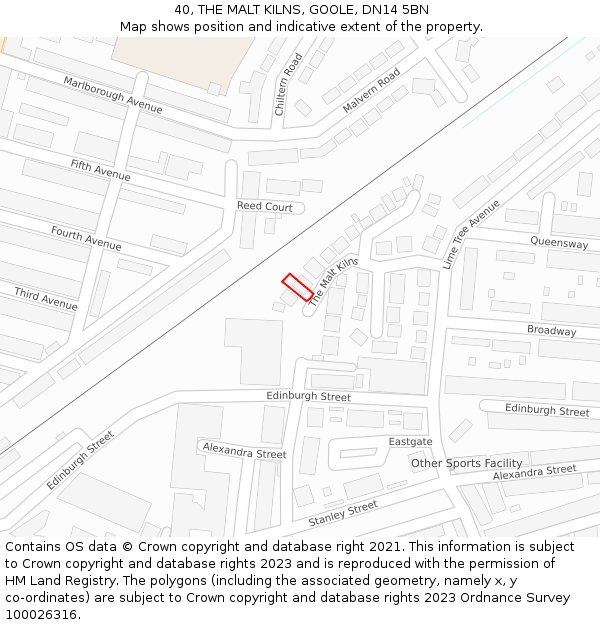 40, THE MALT KILNS, GOOLE, DN14 5BN: Location map and indicative extent of plot