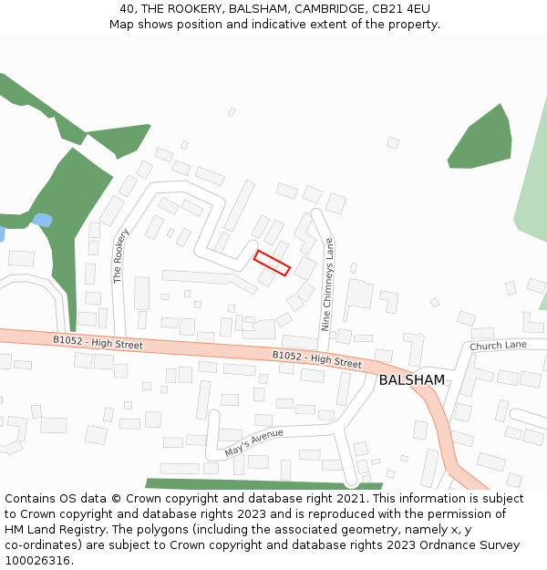 40, THE ROOKERY, BALSHAM, CAMBRIDGE, CB21 4EU: Location map and indicative extent of plot