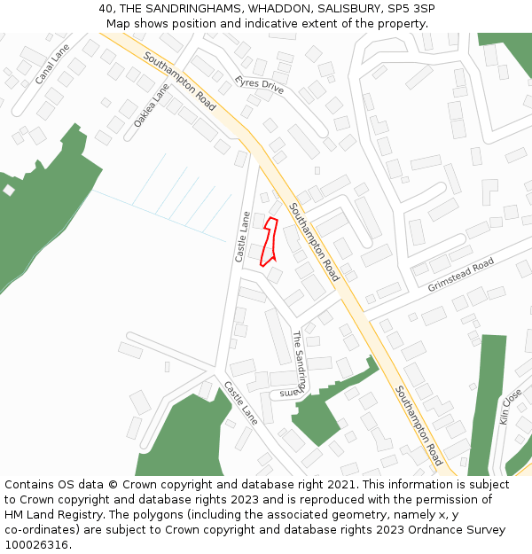 40, THE SANDRINGHAMS, WHADDON, SALISBURY, SP5 3SP: Location map and indicative extent of plot