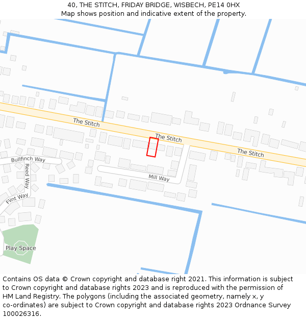 40, THE STITCH, FRIDAY BRIDGE, WISBECH, PE14 0HX: Location map and indicative extent of plot
