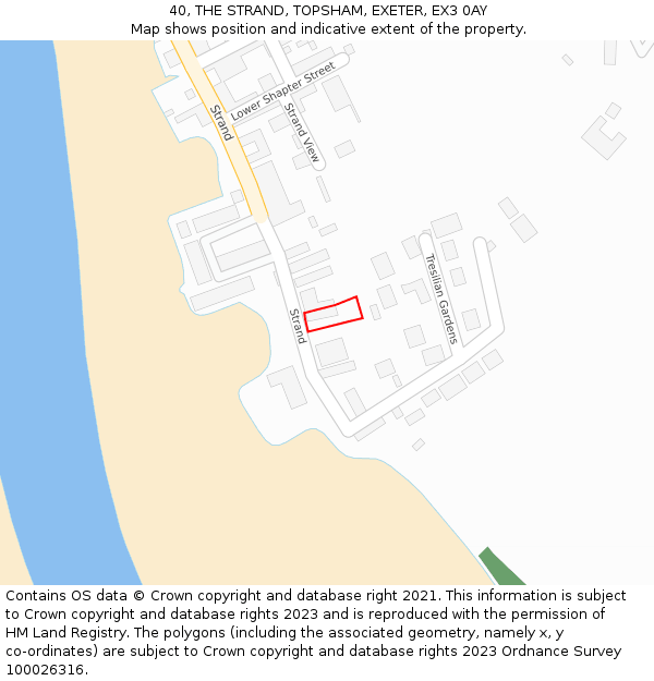 40, THE STRAND, TOPSHAM, EXETER, EX3 0AY: Location map and indicative extent of plot