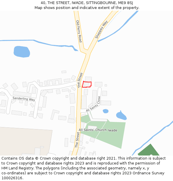 40, THE STREET, IWADE, SITTINGBOURNE, ME9 8SJ: Location map and indicative extent of plot