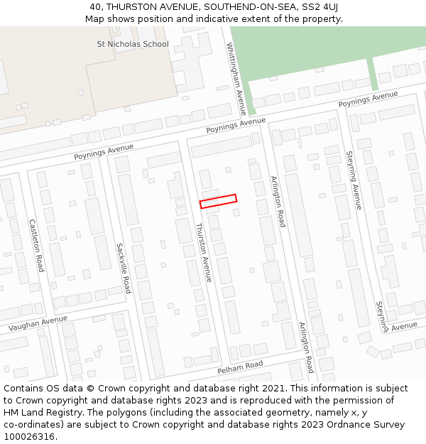 40, THURSTON AVENUE, SOUTHEND-ON-SEA, SS2 4UJ: Location map and indicative extent of plot