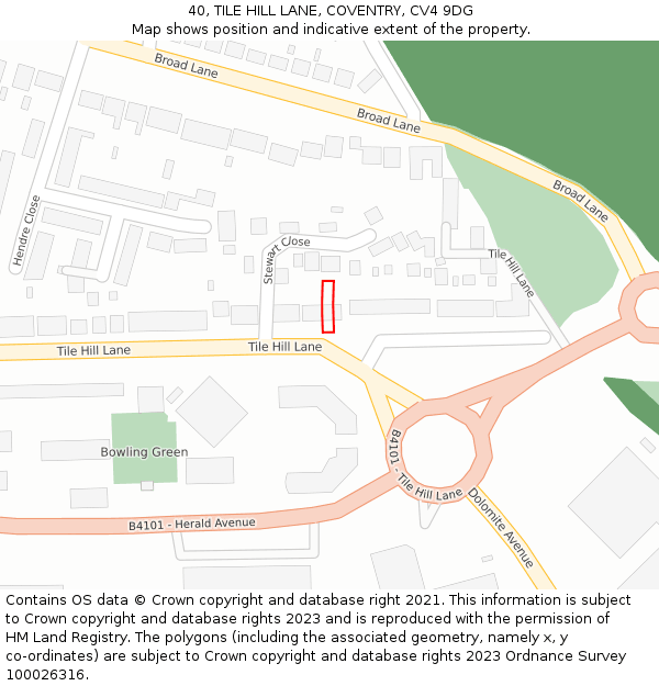 40, TILE HILL LANE, COVENTRY, CV4 9DG: Location map and indicative extent of plot