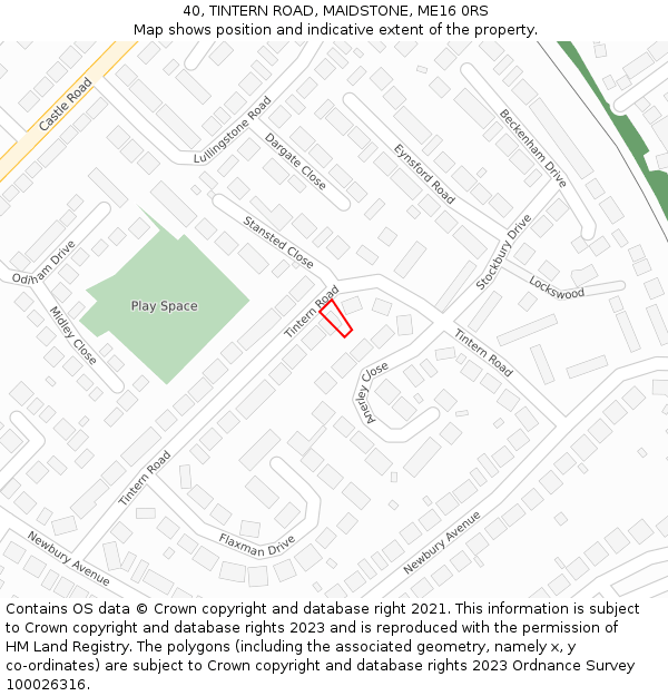 40, TINTERN ROAD, MAIDSTONE, ME16 0RS: Location map and indicative extent of plot