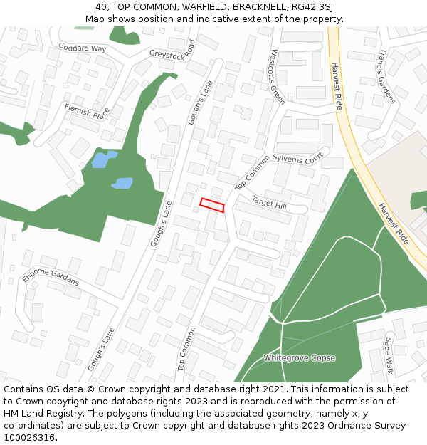 40, TOP COMMON, WARFIELD, BRACKNELL, RG42 3SJ: Location map and indicative extent of plot