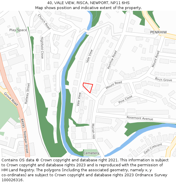 40, VALE VIEW, RISCA, NEWPORT, NP11 6HS: Location map and indicative extent of plot