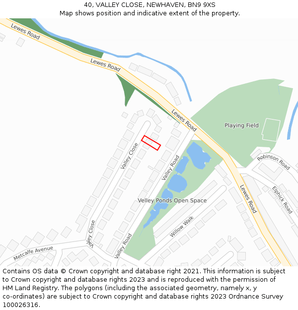 40, VALLEY CLOSE, NEWHAVEN, BN9 9XS: Location map and indicative extent of plot