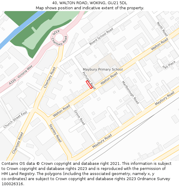 40, WALTON ROAD, WOKING, GU21 5DL: Location map and indicative extent of plot