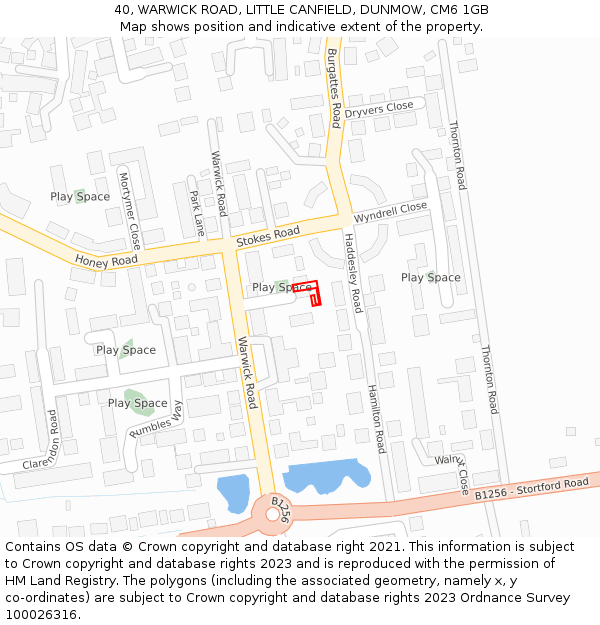 40, WARWICK ROAD, LITTLE CANFIELD, DUNMOW, CM6 1GB: Location map and indicative extent of plot