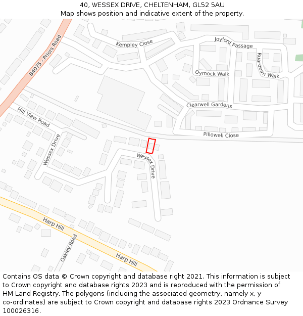 40, WESSEX DRIVE, CHELTENHAM, GL52 5AU: Location map and indicative extent of plot