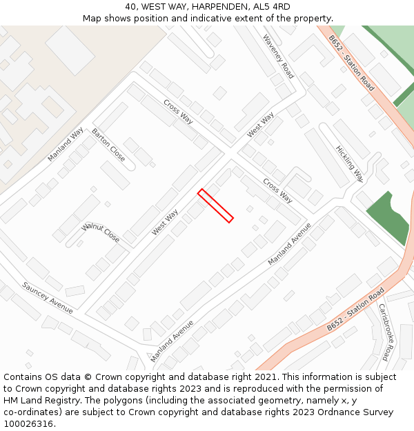 40, WEST WAY, HARPENDEN, AL5 4RD: Location map and indicative extent of plot