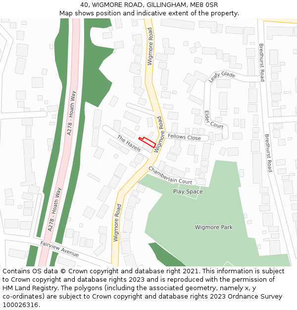 40, WIGMORE ROAD, GILLINGHAM, ME8 0SR: Location map and indicative extent of plot