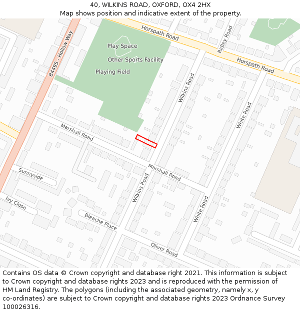 40, WILKINS ROAD, OXFORD, OX4 2HX: Location map and indicative extent of plot