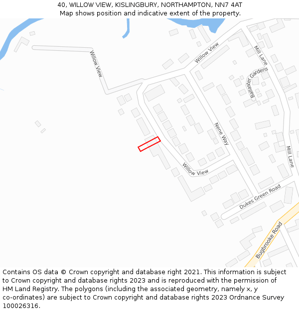 40, WILLOW VIEW, KISLINGBURY, NORTHAMPTON, NN7 4AT: Location map and indicative extent of plot