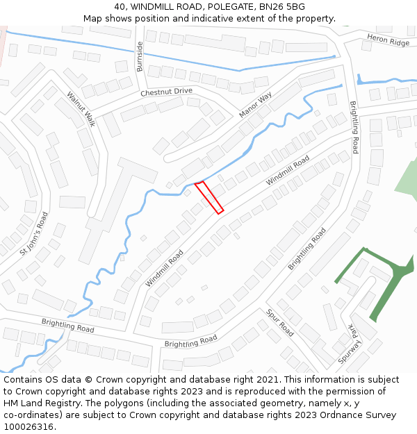 40, WINDMILL ROAD, POLEGATE, BN26 5BG: Location map and indicative extent of plot