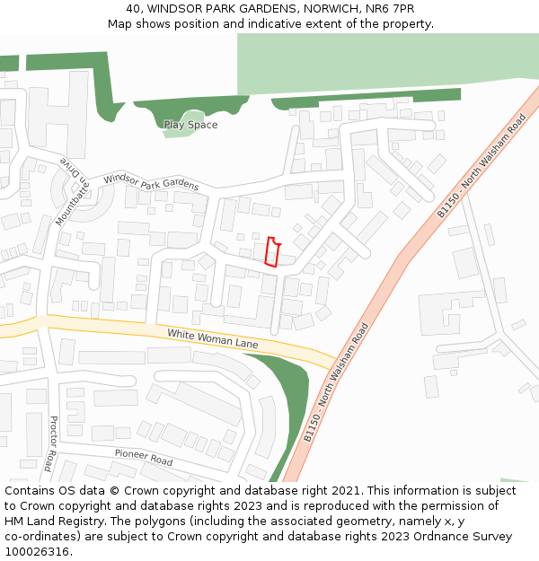 40, WINDSOR PARK GARDENS, NORWICH, NR6 7PR: Location map and indicative extent of plot