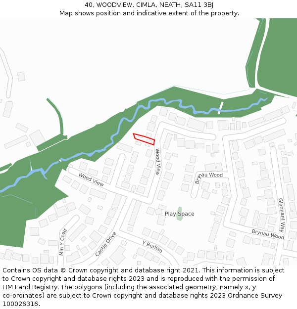 40, WOODVIEW, CIMLA, NEATH, SA11 3BJ: Location map and indicative extent of plot