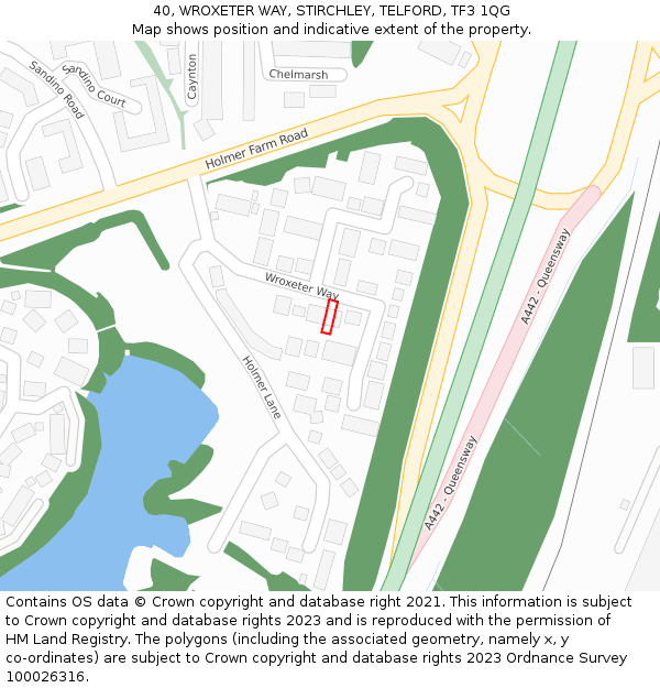 40, WROXETER WAY, STIRCHLEY, TELFORD, TF3 1QG: Location map and indicative extent of plot