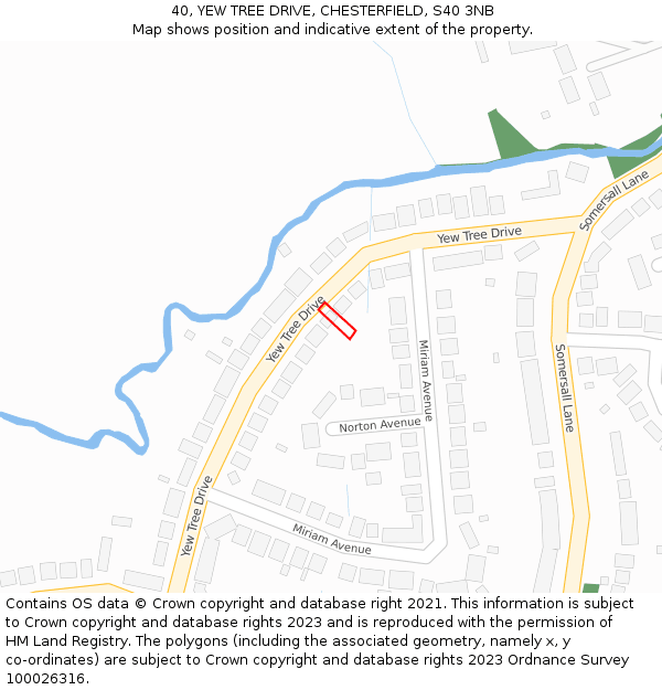 40, YEW TREE DRIVE, CHESTERFIELD, S40 3NB: Location map and indicative extent of plot