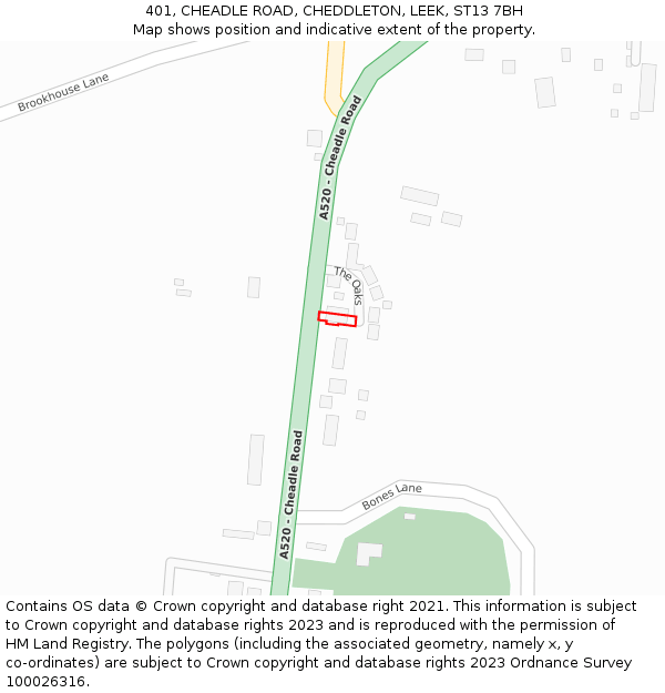 401, CHEADLE ROAD, CHEDDLETON, LEEK, ST13 7BH: Location map and indicative extent of plot