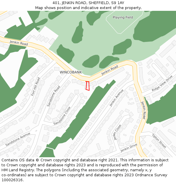 401, JENKIN ROAD, SHEFFIELD, S9 1AY: Location map and indicative extent of plot