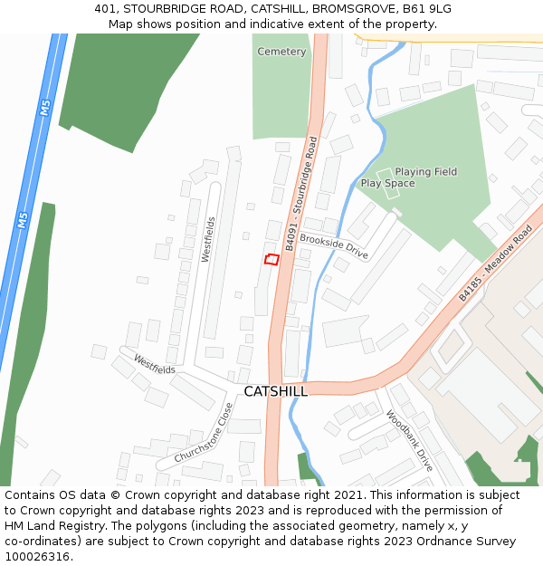 401, STOURBRIDGE ROAD, CATSHILL, BROMSGROVE, B61 9LG: Location map and indicative extent of plot