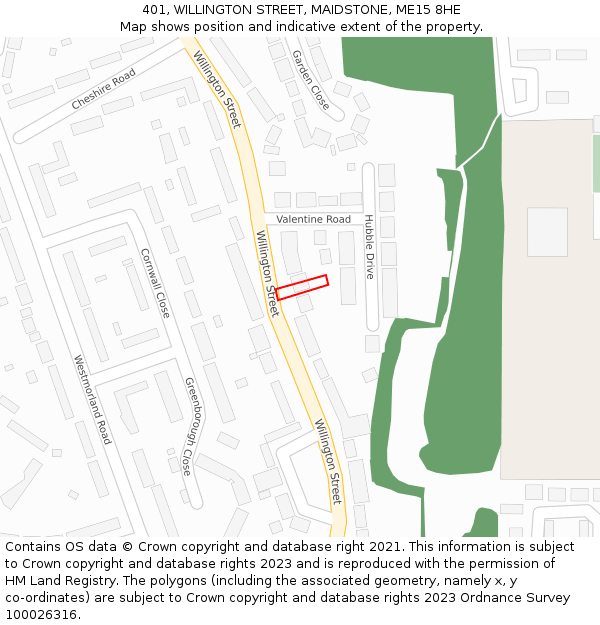 401, WILLINGTON STREET, MAIDSTONE, ME15 8HE: Location map and indicative extent of plot