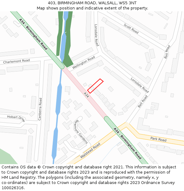 403, BIRMINGHAM ROAD, WALSALL, WS5 3NT: Location map and indicative extent of plot