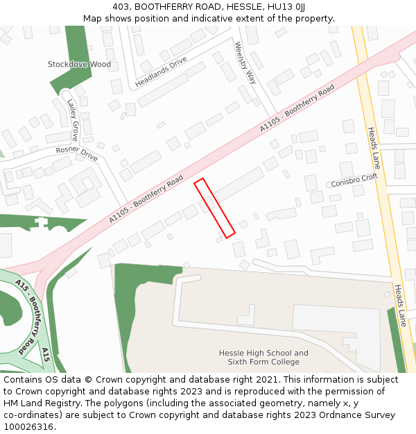 403, BOOTHFERRY ROAD, HESSLE, HU13 0JJ: Location map and indicative extent of plot