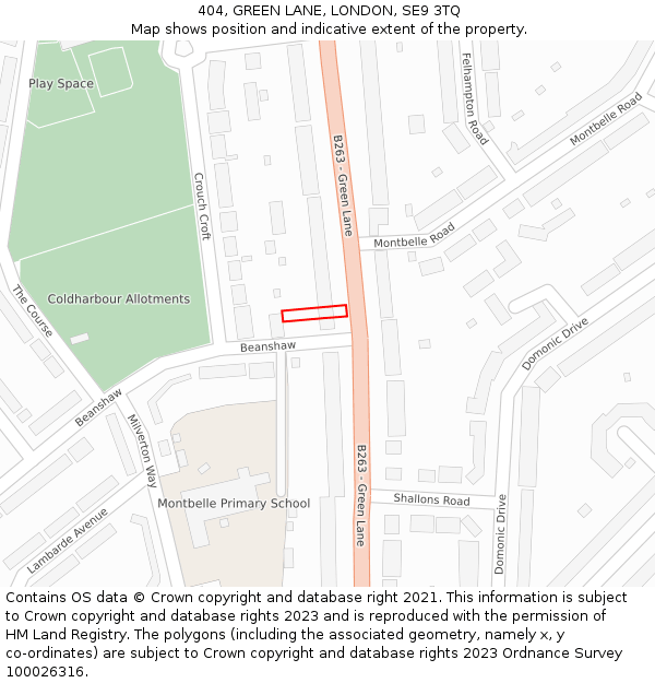 404, GREEN LANE, LONDON, SE9 3TQ: Location map and indicative extent of plot