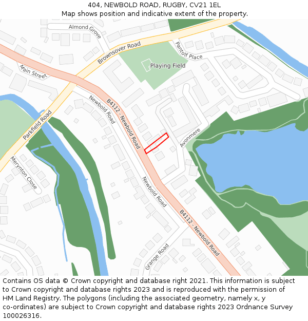 404, NEWBOLD ROAD, RUGBY, CV21 1EL: Location map and indicative extent of plot