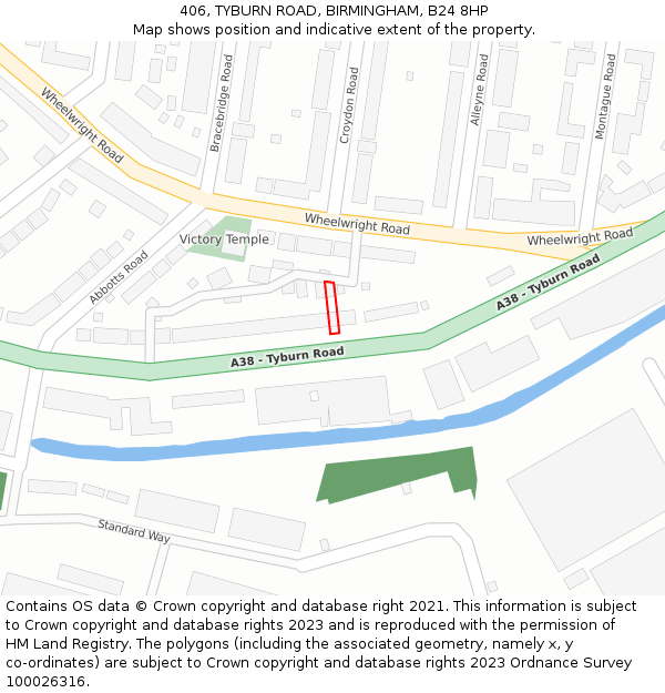 406, TYBURN ROAD, BIRMINGHAM, B24 8HP: Location map and indicative extent of plot