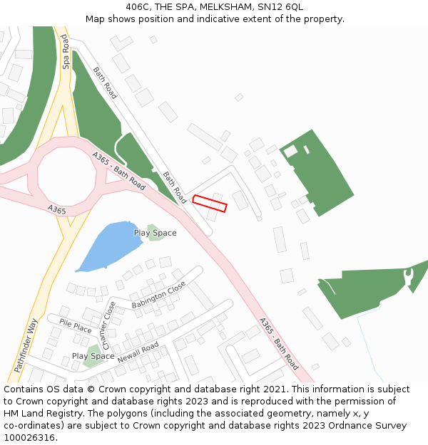 406C, THE SPA, MELKSHAM, SN12 6QL: Location map and indicative extent of plot